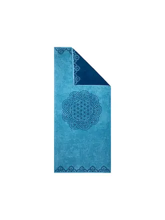 THE SPIRIT OF OM | Liegetuch Happy Flower of Life smaragd/ozeanblau | 